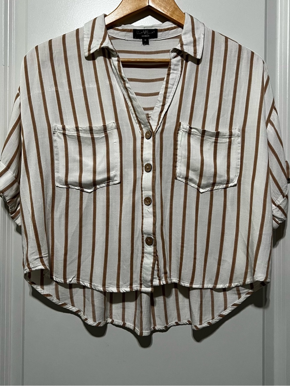 Velvet Heart Los Angeles Women’s Striped Top in White/Brown